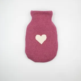 Heather Pink Cable Cashmere Small Hot Water Bottle