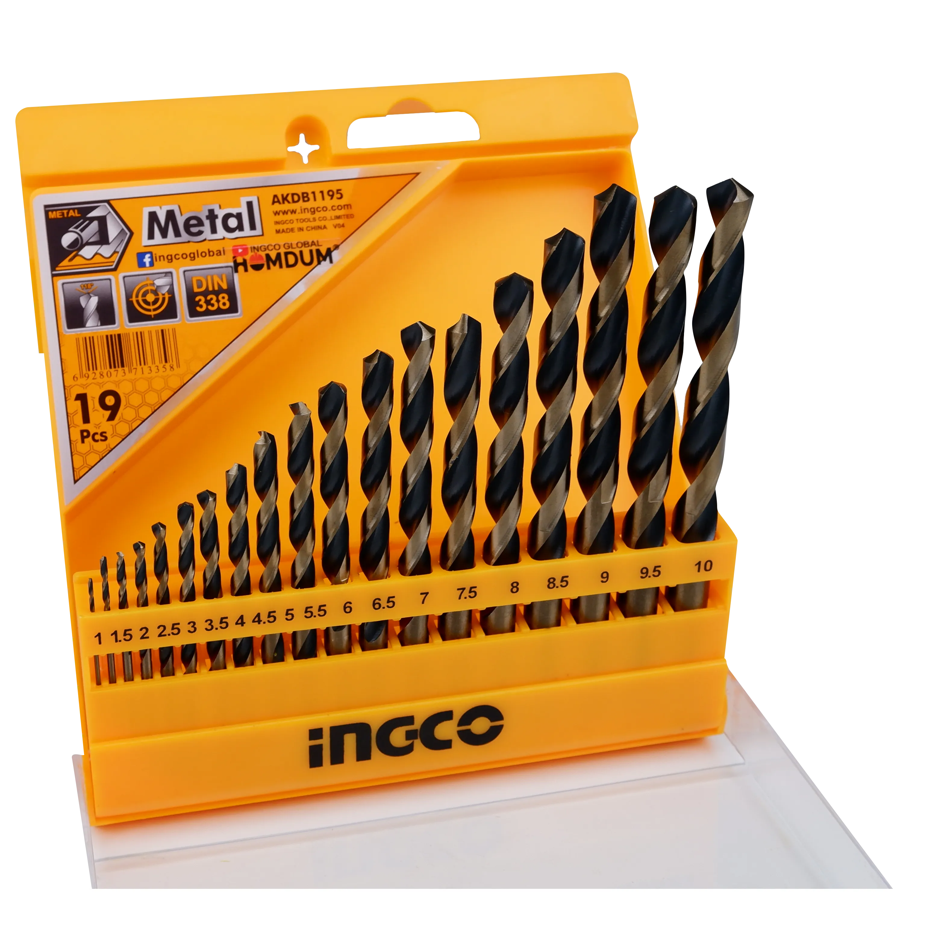 Homdum 19pcs Metal Working drill bit set INGCO black oxide finish special Metal drill bits for drilling on wood set of 19 pc 1mm to 10mm