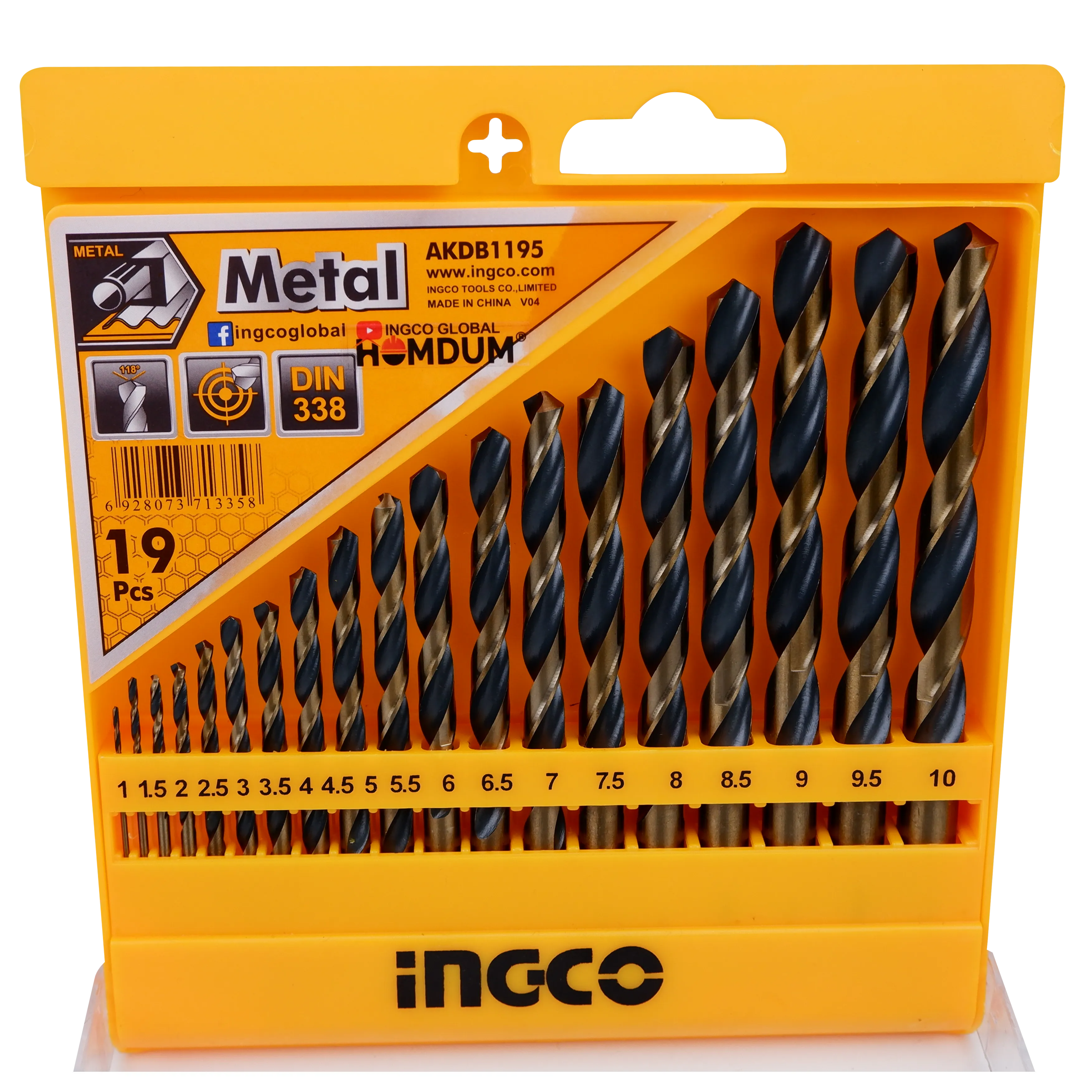 Homdum 19pcs Metal Working drill bit set INGCO black oxide finish special Metal drill bits for drilling on wood set of 19 pc 1mm to 10mm