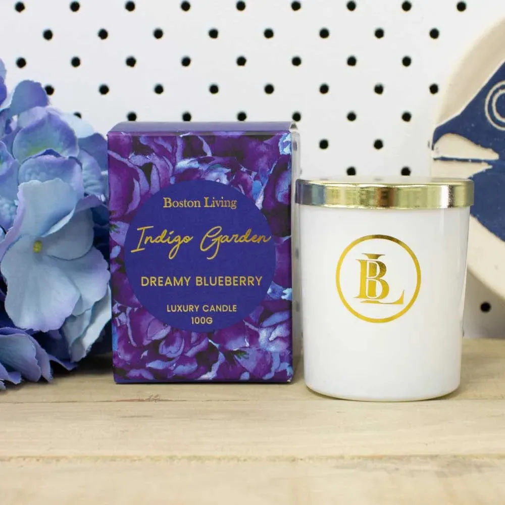 Home Boston Living Indigo Garden Candle Blue 100g