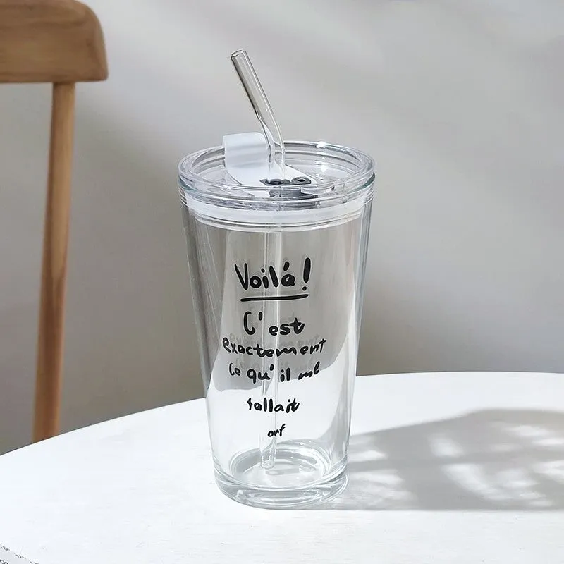 Household Glass Water Cup With Lid