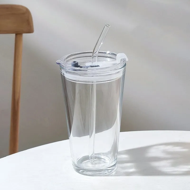 Household Glass Water Cup With Lid