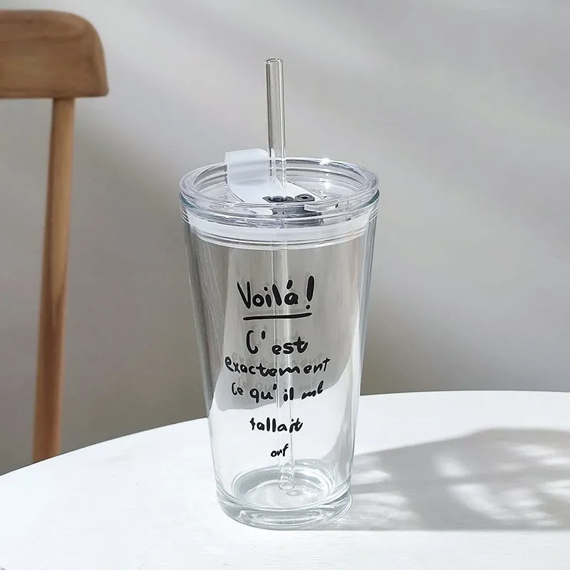 Household Glass Water Cup With Lid