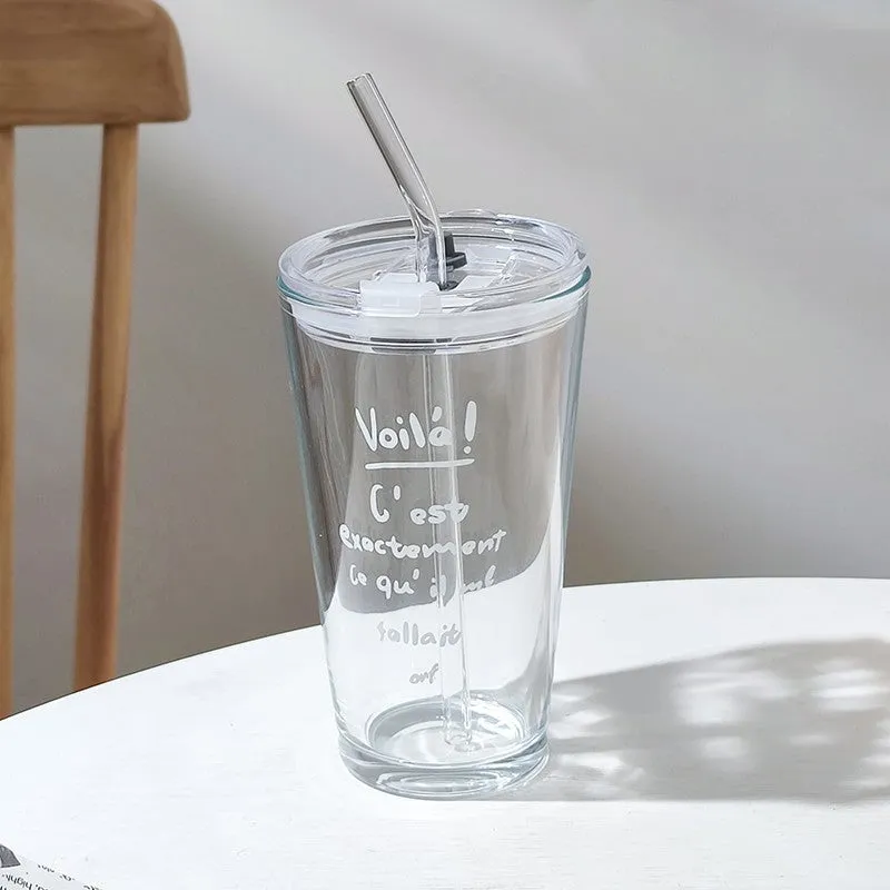 Household Glass Water Cup With Lid