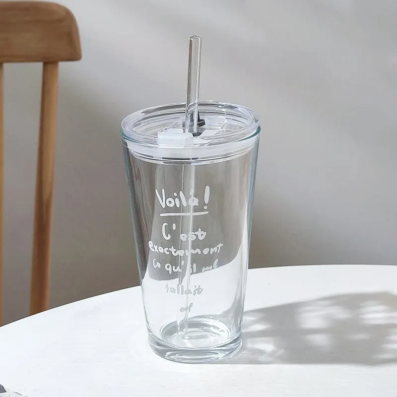 Household Glass Water Cup With Lid