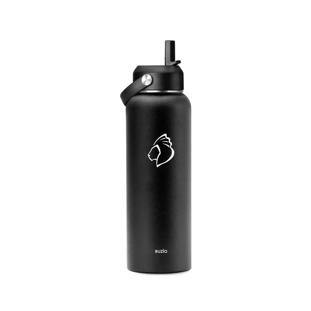 Insulated Water Bottle with Straw Lid | 40oz | Black