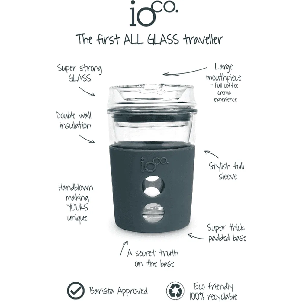 IOco 8oz Reusable Glass Coffee Cup