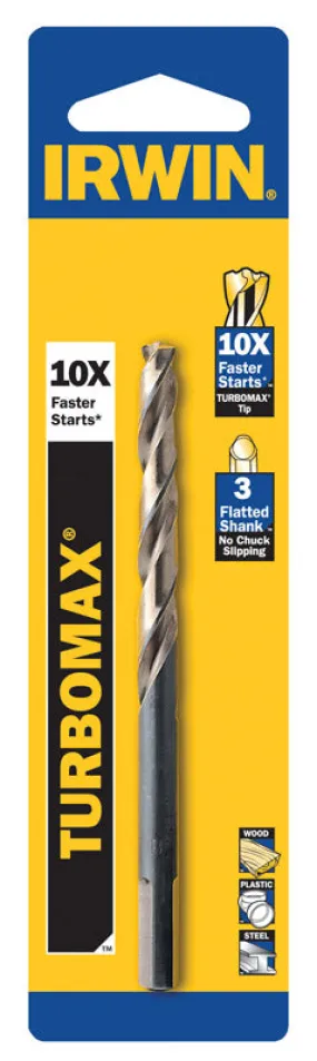 Irwin Turbomax 23/64 in. X 4-7/8 in. L High Speed Steel Drill Bit Straight Shank 1 pc