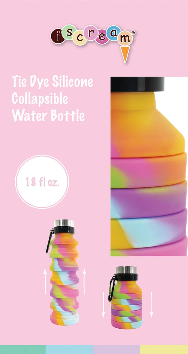 Iscream Tie Dye Silicone Collapsible Water Bottle