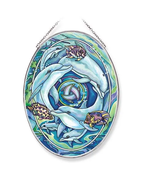 Jody Bergsma Dolphin Planet Large Oval Sun Catcher