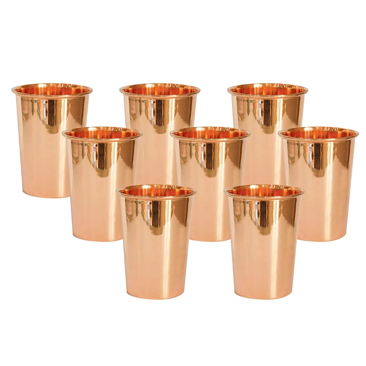 Kuber Industries 300 ml Pack of 6 Pure Copper Glass Cup for Water | Handcrafted Copper Water Tumbler | Peetal Drinking Water Glass | Serving Water Cup Set |Serving Water Glass for Yoga Or Ayurveda