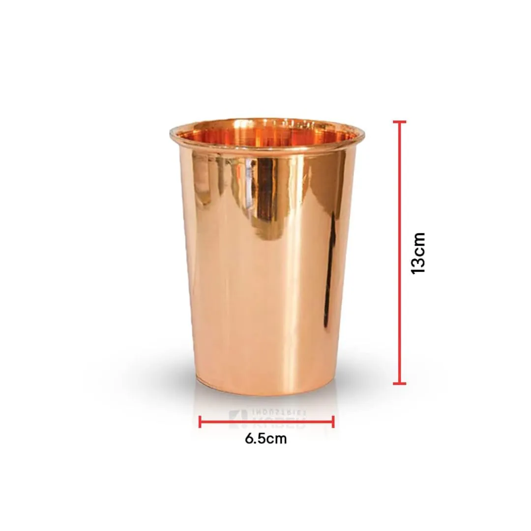 Kuber Industries 300 ml Pack of 6 Pure Copper Glass Cup for Water | Handcrafted Copper Water Tumbler | Peetal Drinking Water Glass | Serving Water Cup Set |Serving Water Glass for Yoga Or Ayurveda