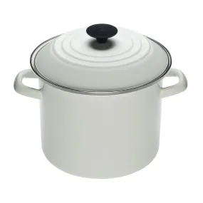 Le Creuset Enameled on Steel Stockpot, 8-Quart, White