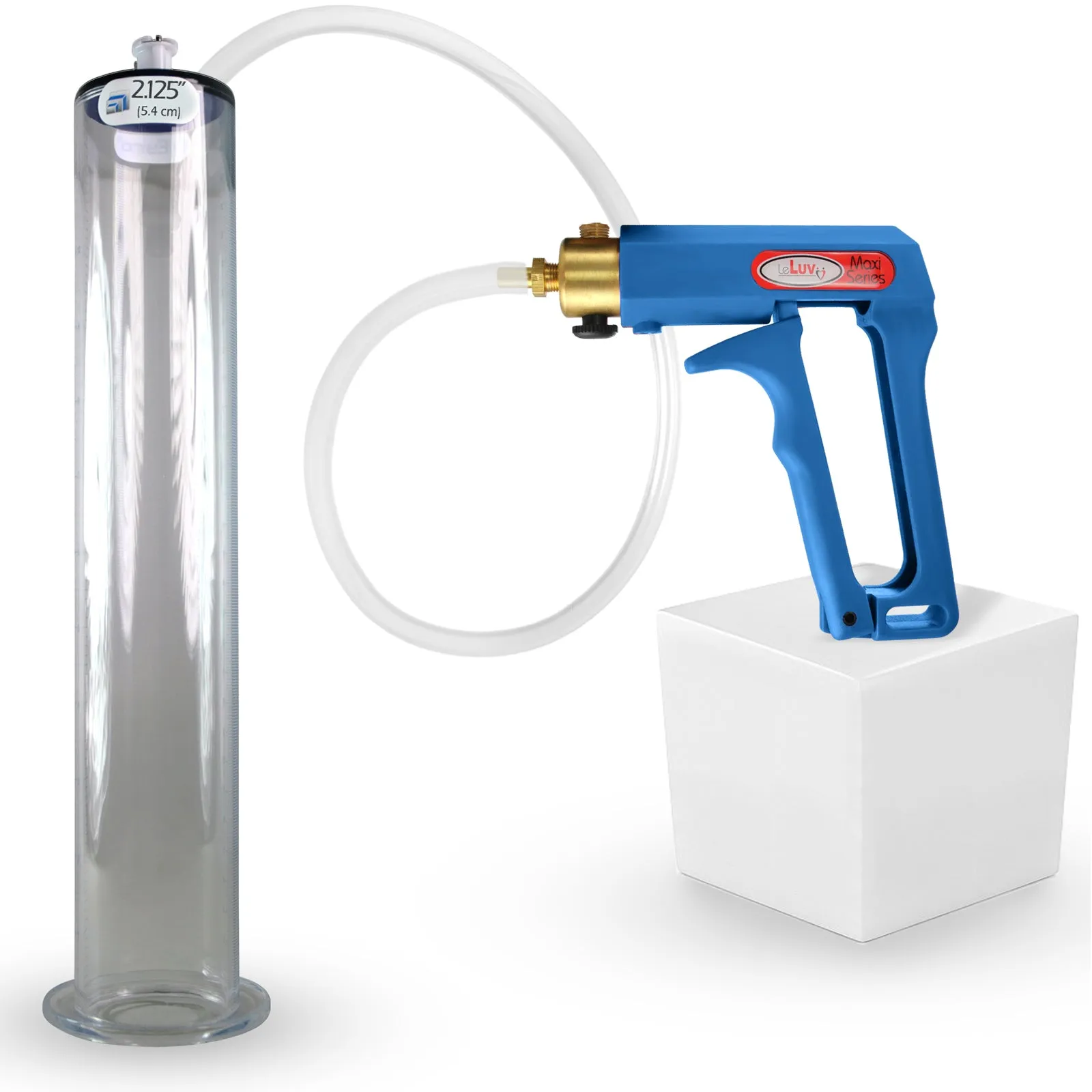 LeLuv Maxi Penis Pump | Blue Handle Clear Hose, All Gauge Options | WIDE FLANGE Cylinder