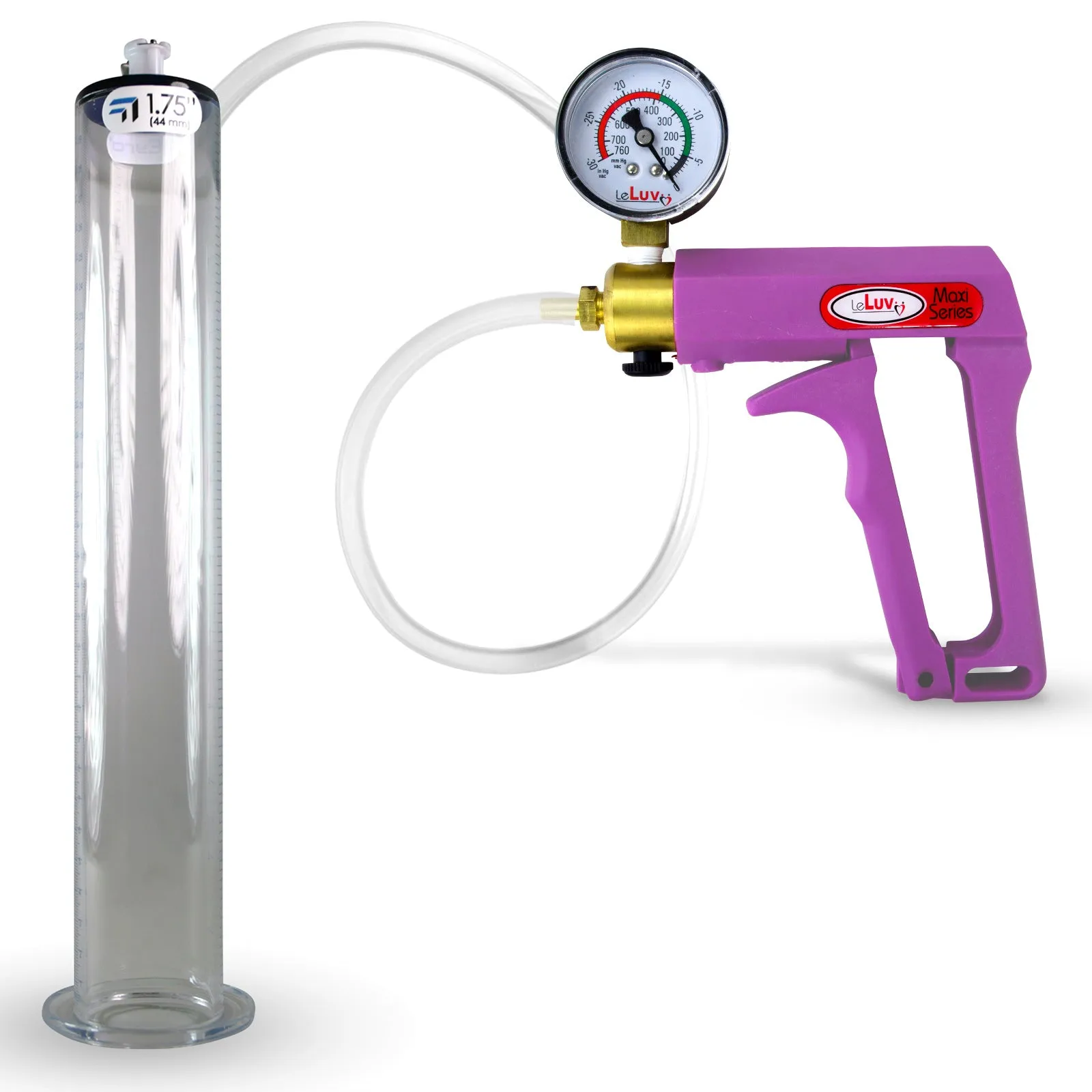 LeLuv Maxi Penis Pump | Blue Handle Clear Hose, All Gauge Options | WIDE FLANGE Cylinder