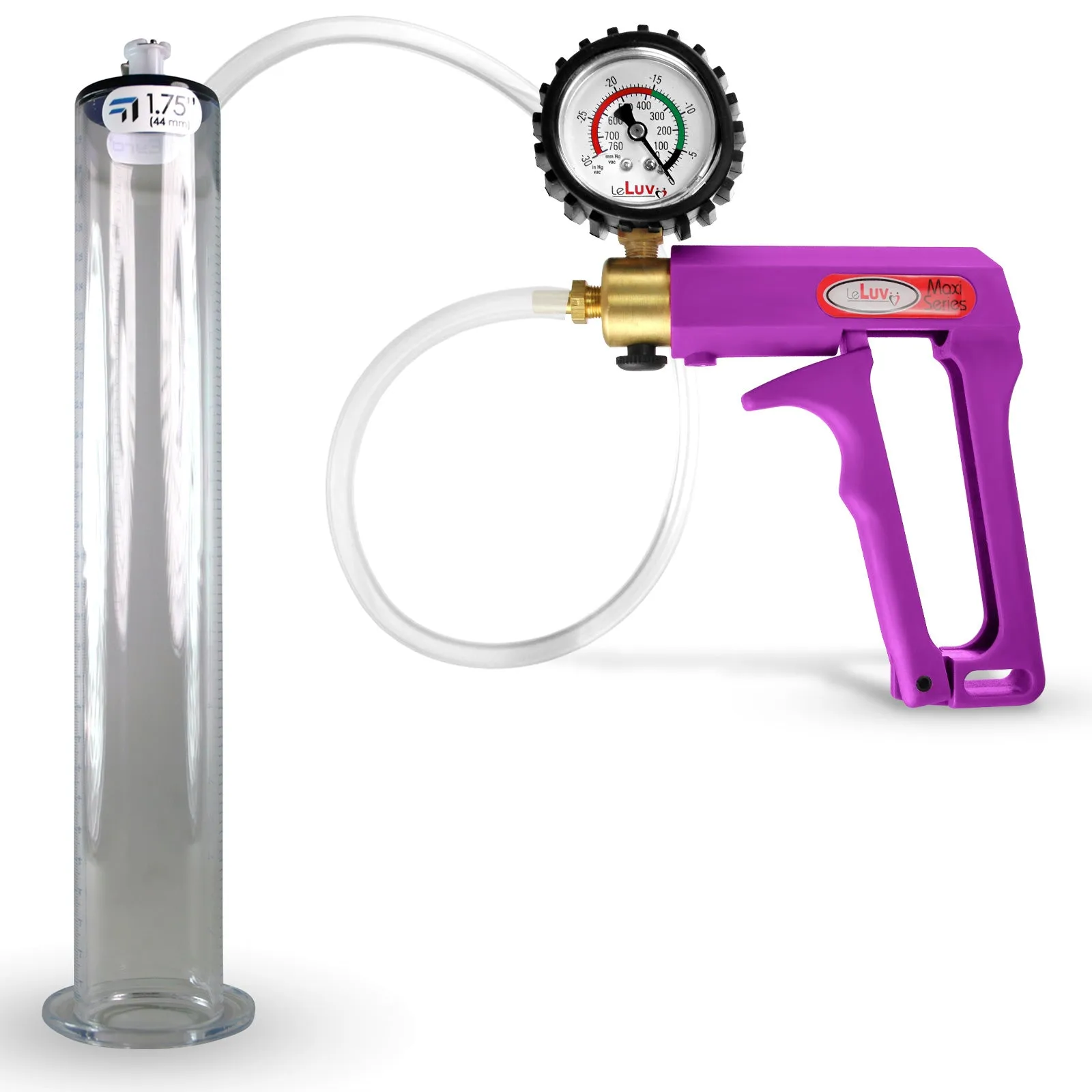 LeLuv Maxi Penis Pump | Blue Handle Clear Hose, All Gauge Options | WIDE FLANGE Cylinder