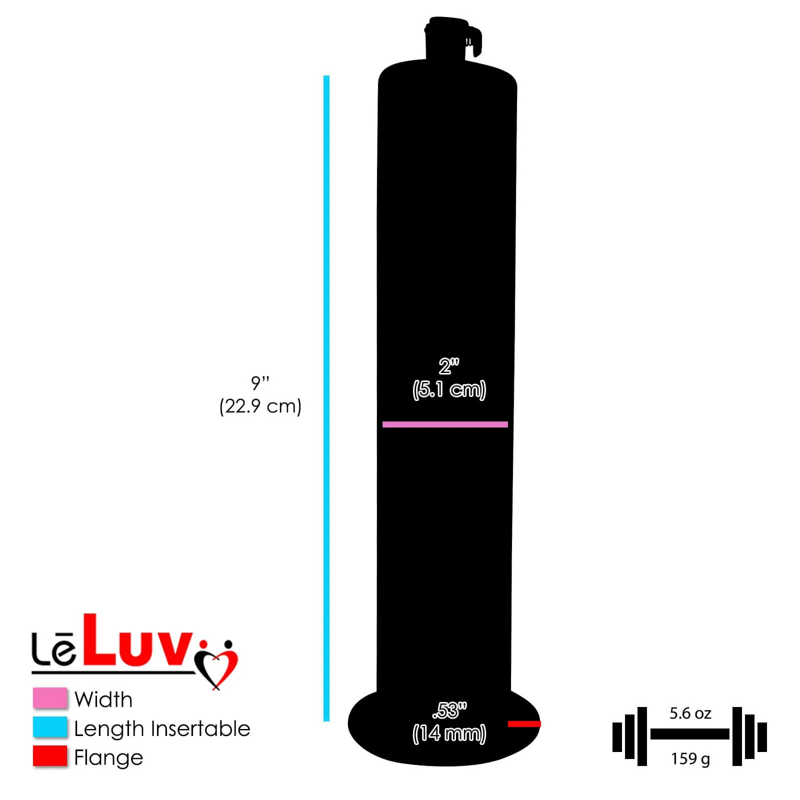 LeLuv Maxi Penis Pump | Blue Handle Clear Hose, All Gauge Options | WIDE FLANGE Cylinder