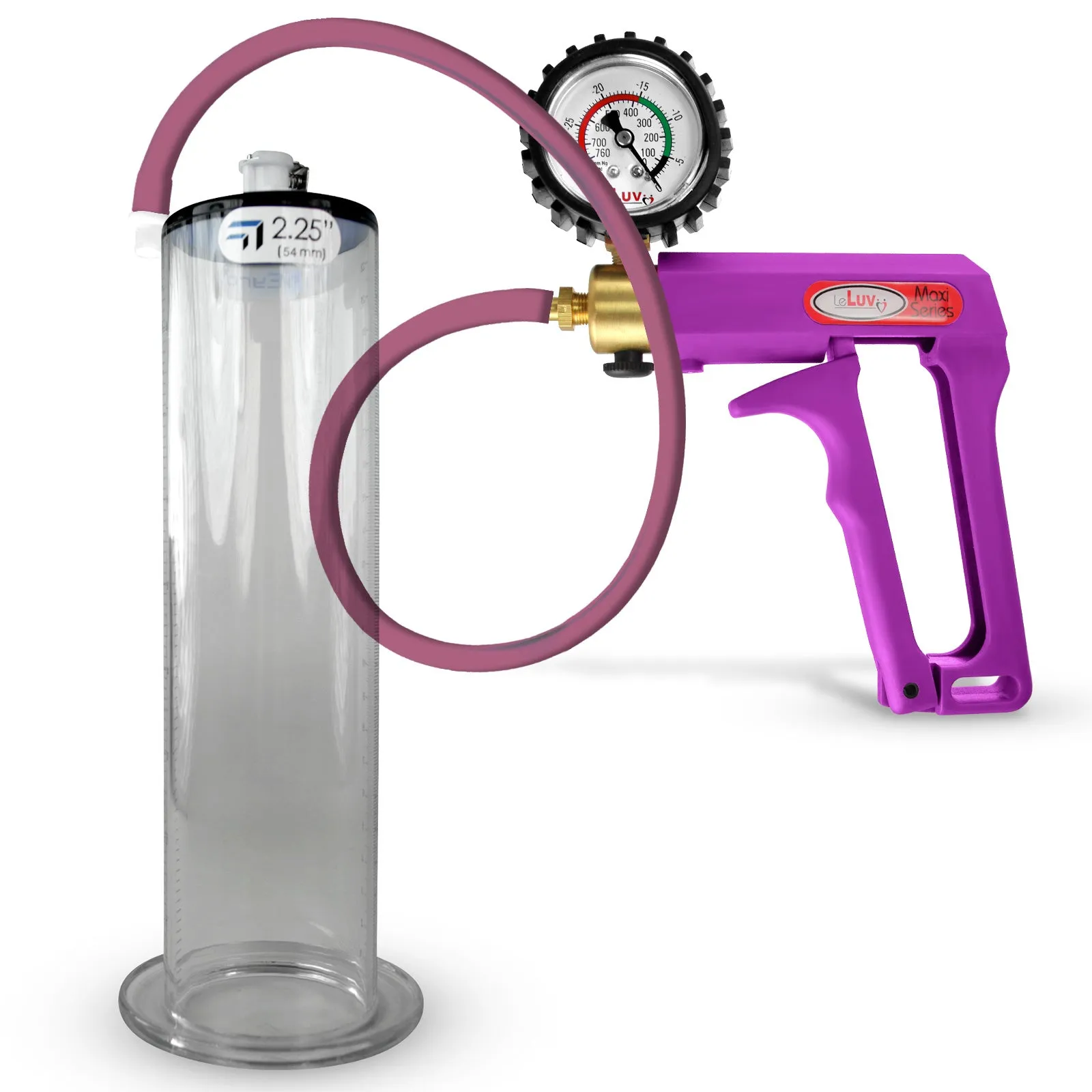 LeLuv Maxi Penis Pump | Blue/Purple Handle, Silicone Hose, All Gauge Options | Wide Flange Cylinder