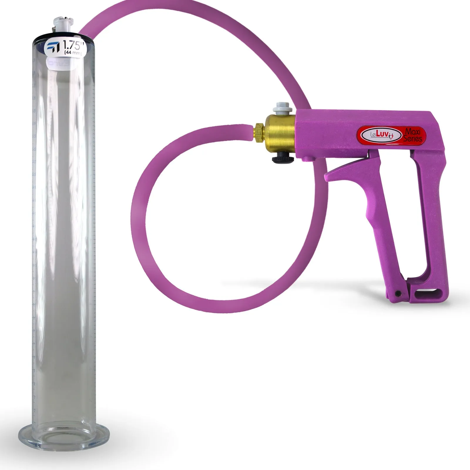 LeLuv Maxi Penis Pump | Blue/Purple Handle, Silicone Hose, All Gauge Options | Wide Flange Cylinder