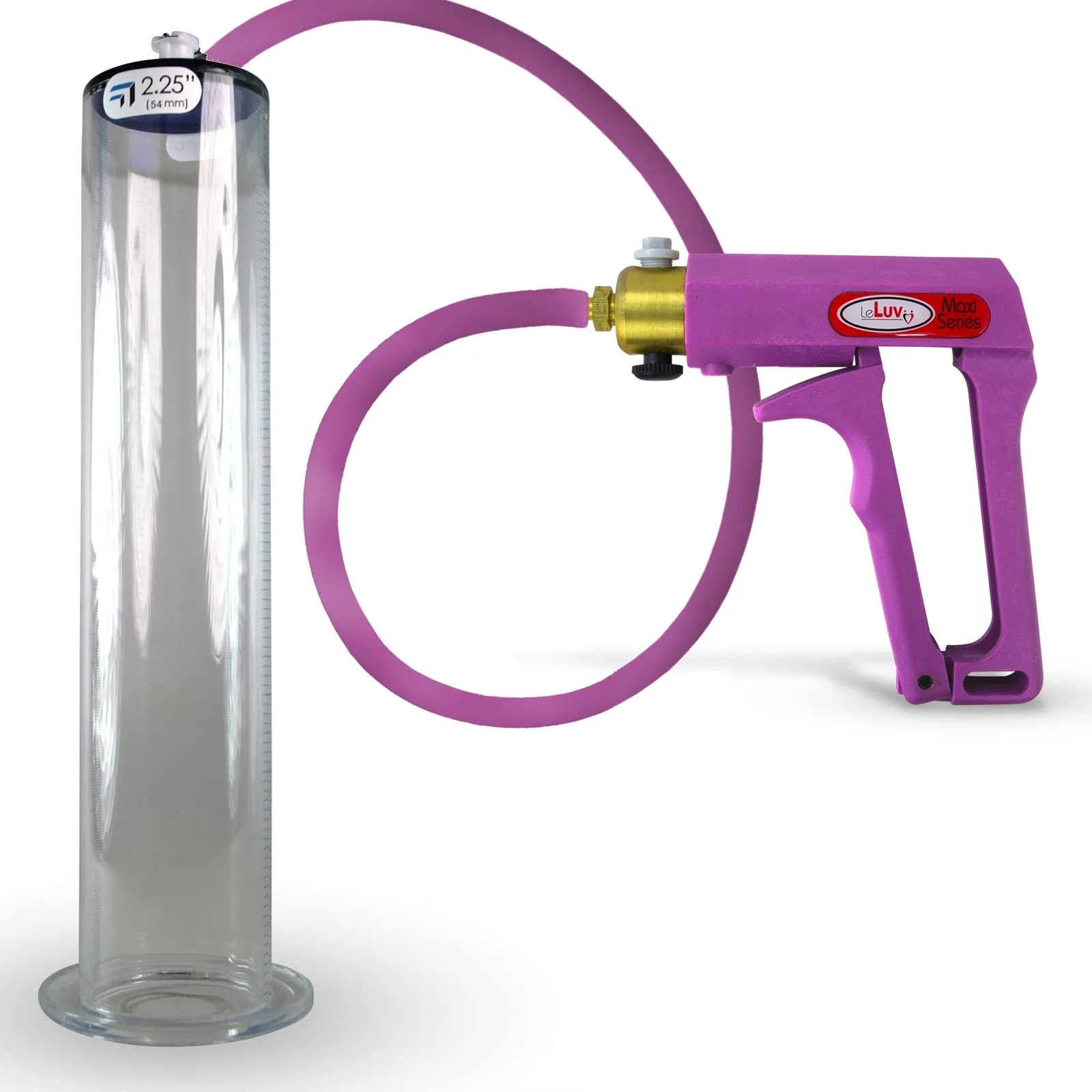 LeLuv Maxi Penis Pump | Blue/Purple Handle, Silicone Hose, All Gauge Options | Wide Flange Cylinder