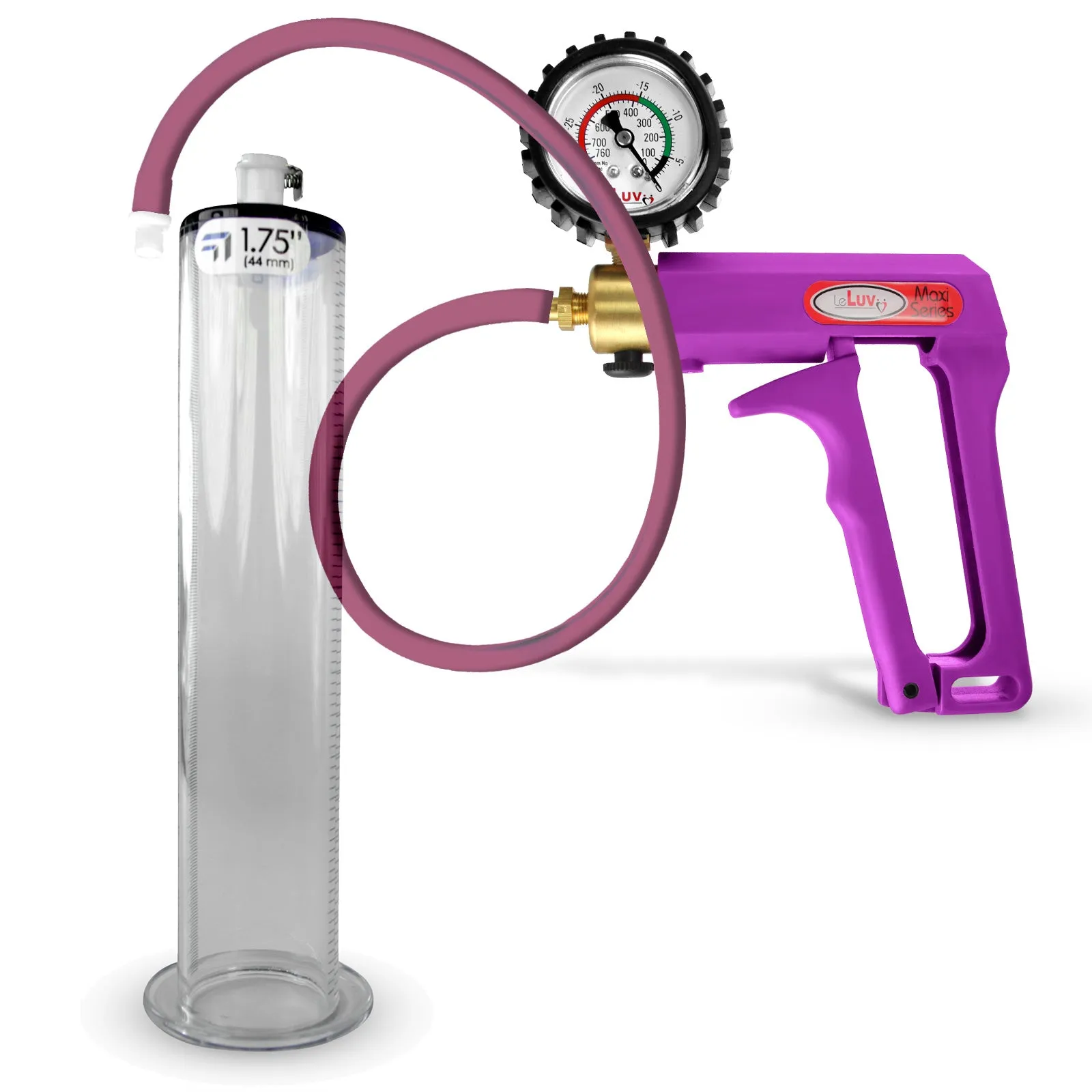 LeLuv Maxi Penis Pump | Blue/Purple Handle, Silicone Hose, All Gauge Options | Wide Flange Cylinder