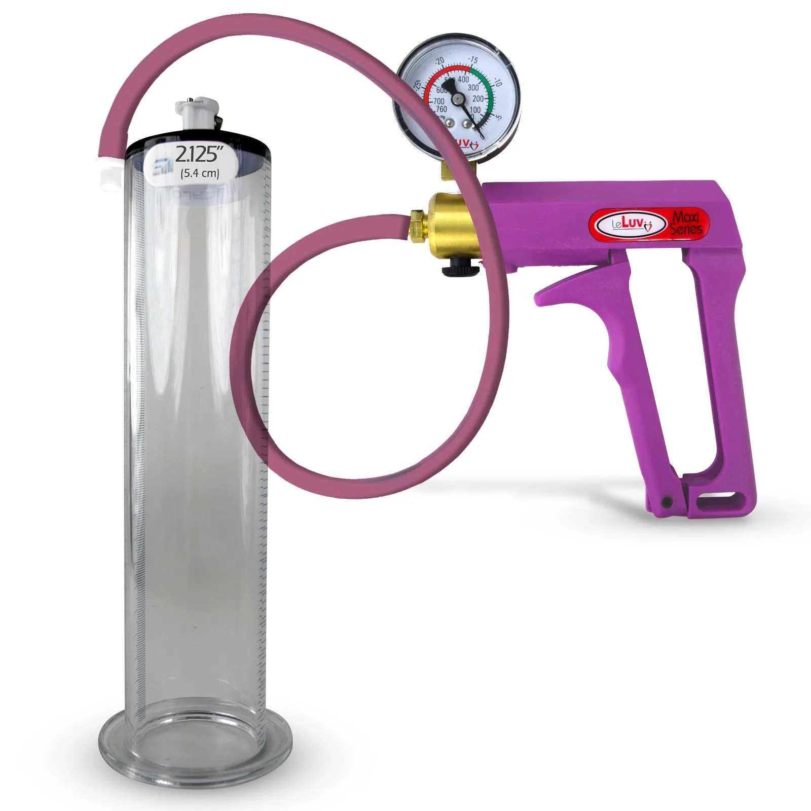 LeLuv Maxi Penis Pump | Blue/Purple Handle, Silicone Hose, All Gauge Options | Wide Flange Cylinder