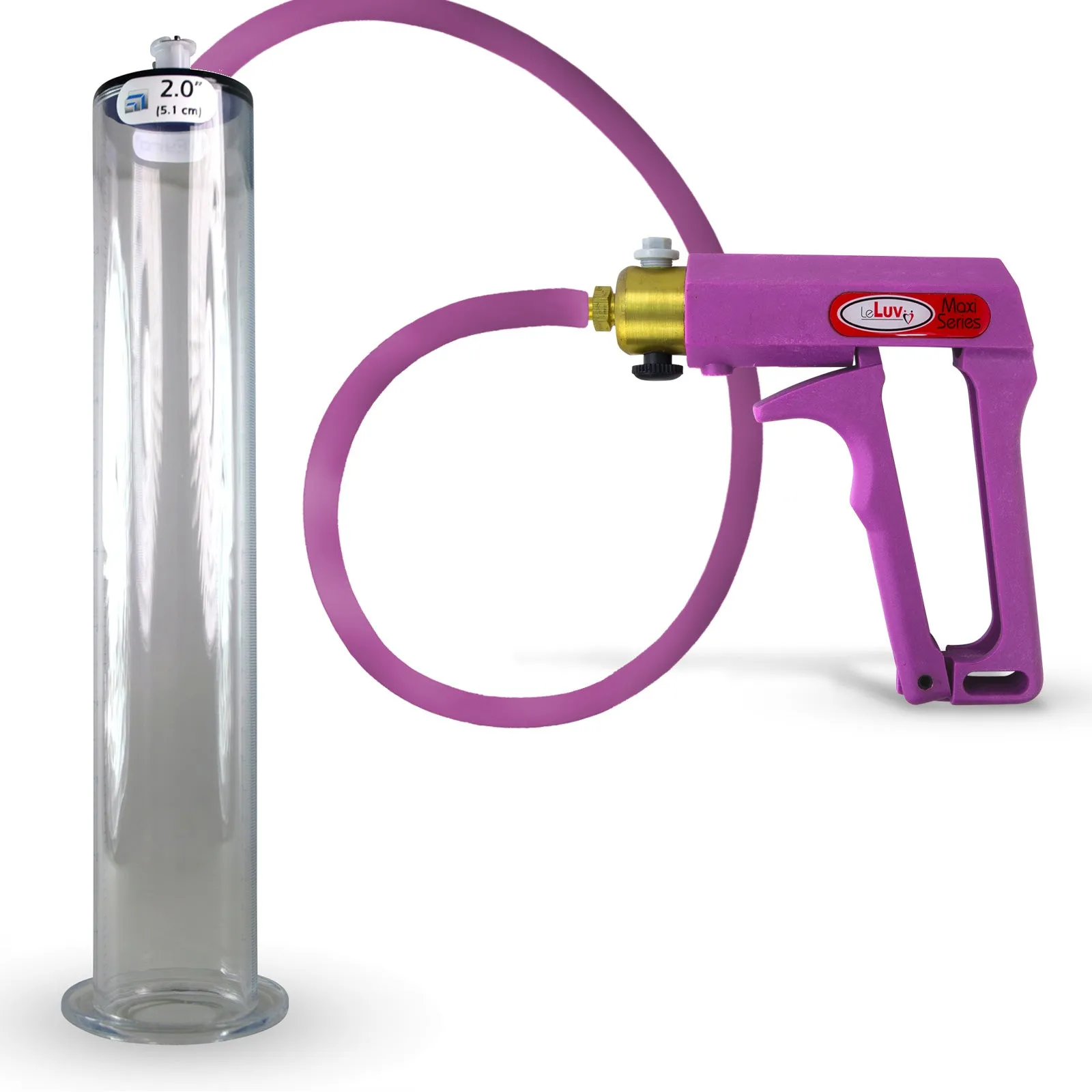 LeLuv Maxi Penis Pump | Blue/Purple Handle, Silicone Hose, All Gauge Options | Wide Flange Cylinder