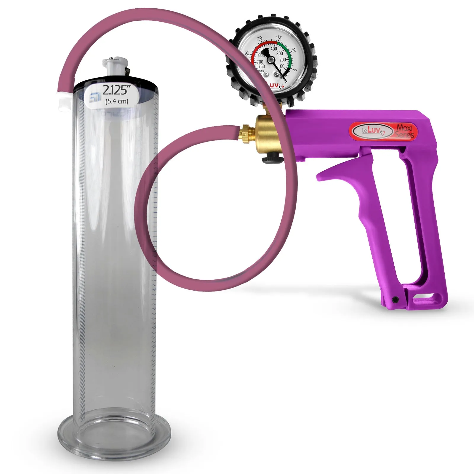 LeLuv Maxi Penis Pump | Blue/Purple Handle, Silicone Hose, All Gauge Options | Wide Flange Cylinder