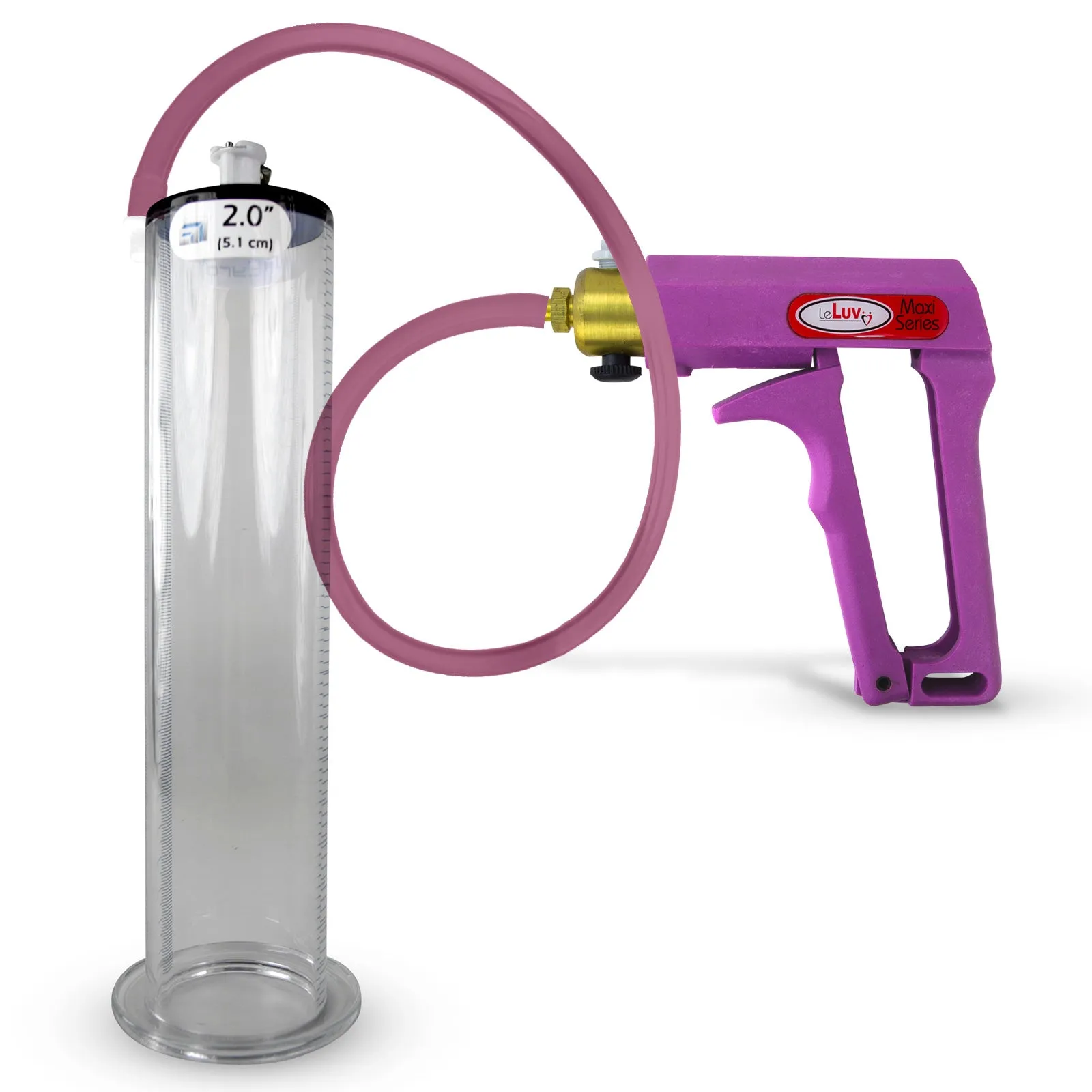 LeLuv Maxi Penis Pump | Blue/Purple Handle, Silicone Hose, All Gauge Options | Wide Flange Cylinder