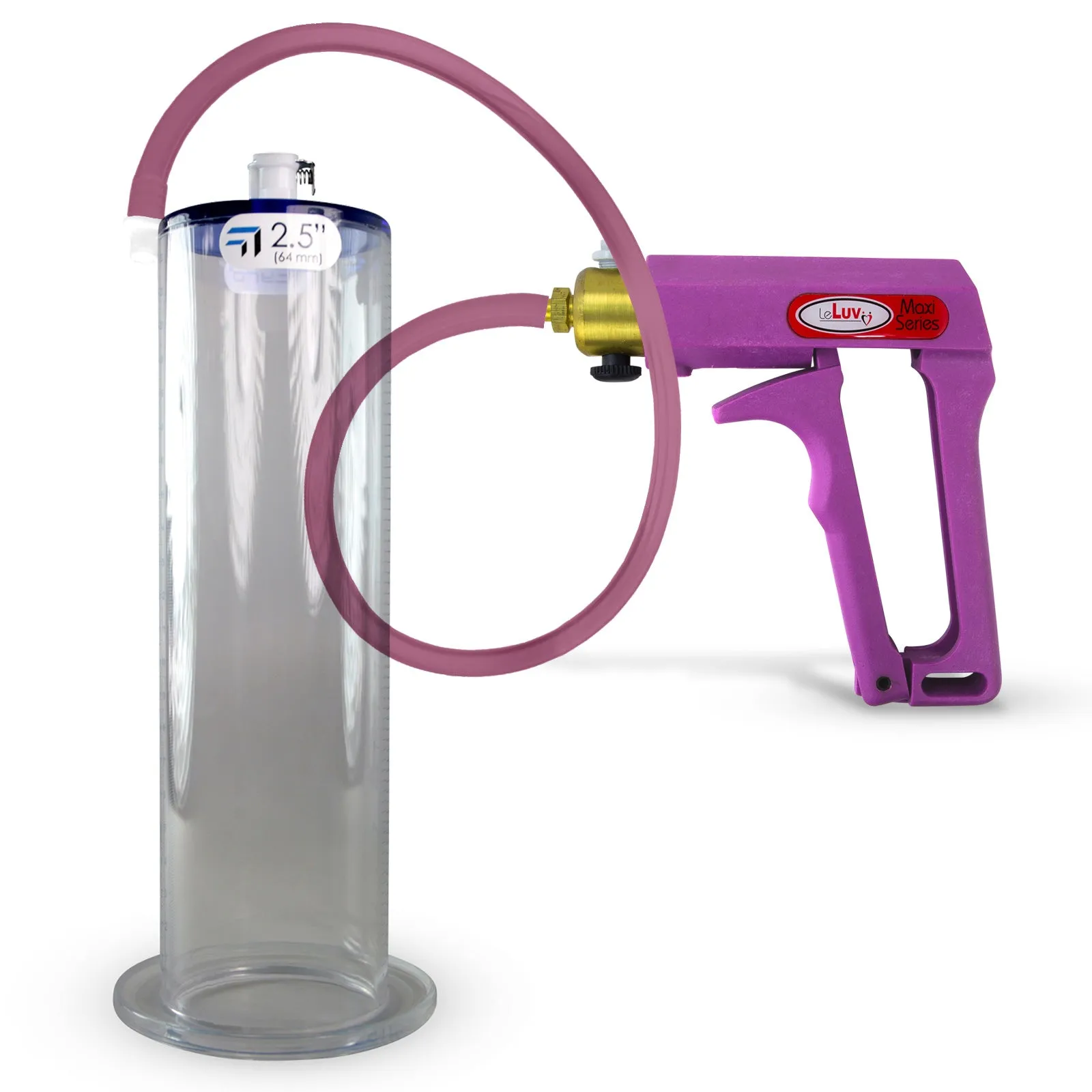 LeLuv Maxi Penis Pump | Blue/Purple Handle, Silicone Hose, All Gauge Options | Wide Flange Cylinder