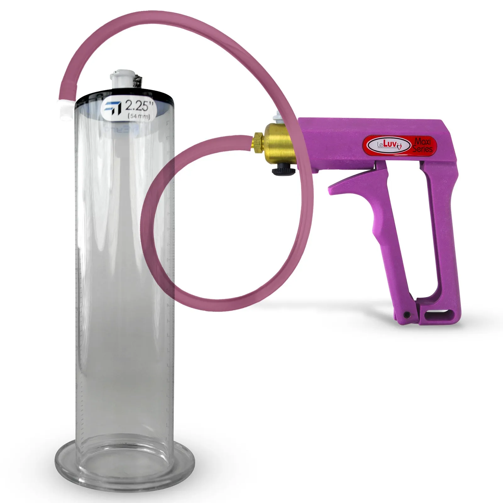 LeLuv Maxi Penis Pump | Blue/Purple Handle, Silicone Hose, All Gauge Options | Wide Flange Cylinder