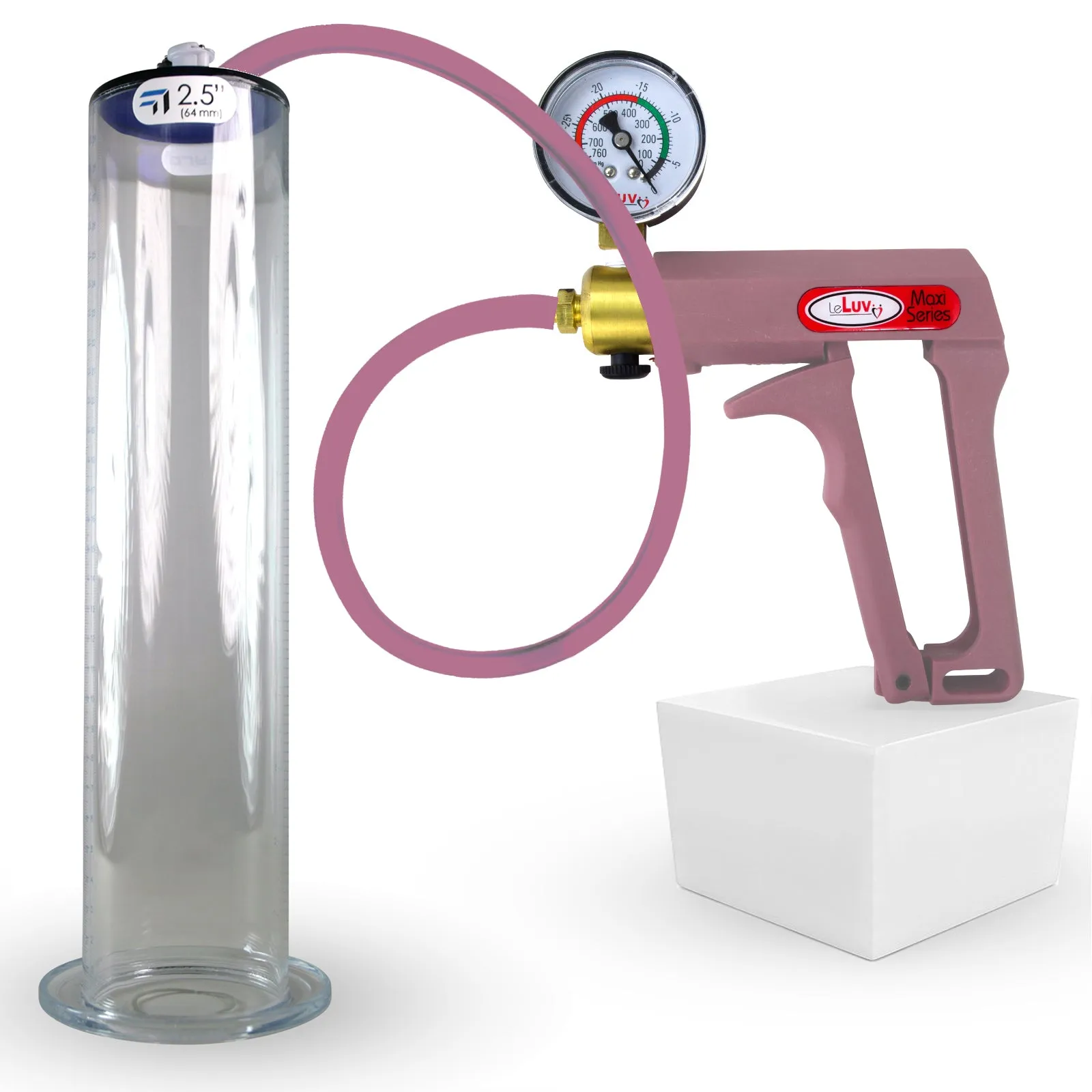 LeLuv Maxi Penis Pump | Silicone Hose Version with Gauge Options | WIDE FLANGE Cylinder