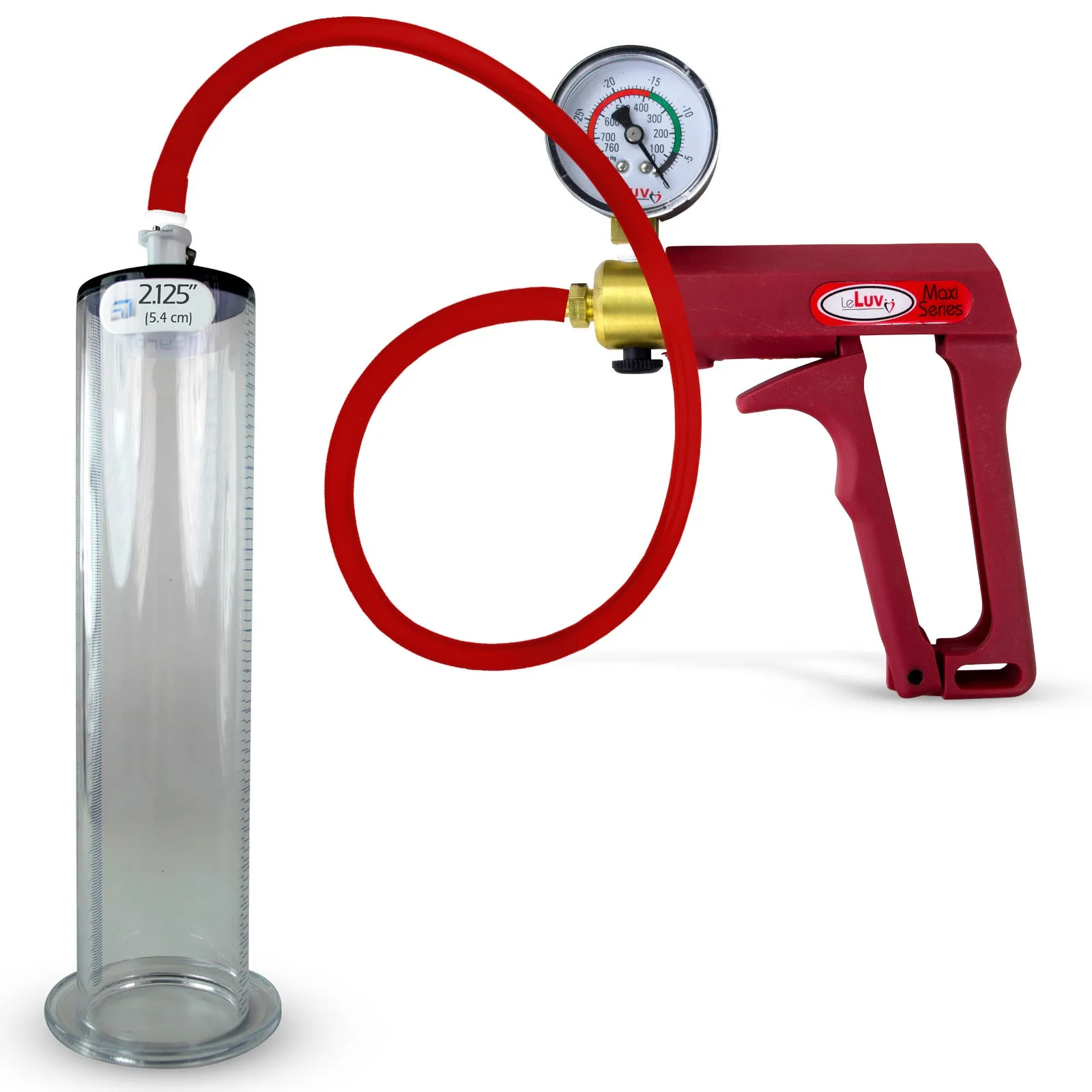 LeLuv Maxi Penis Pump | Silicone Hose Version with Gauge Options | WIDE FLANGE Cylinder