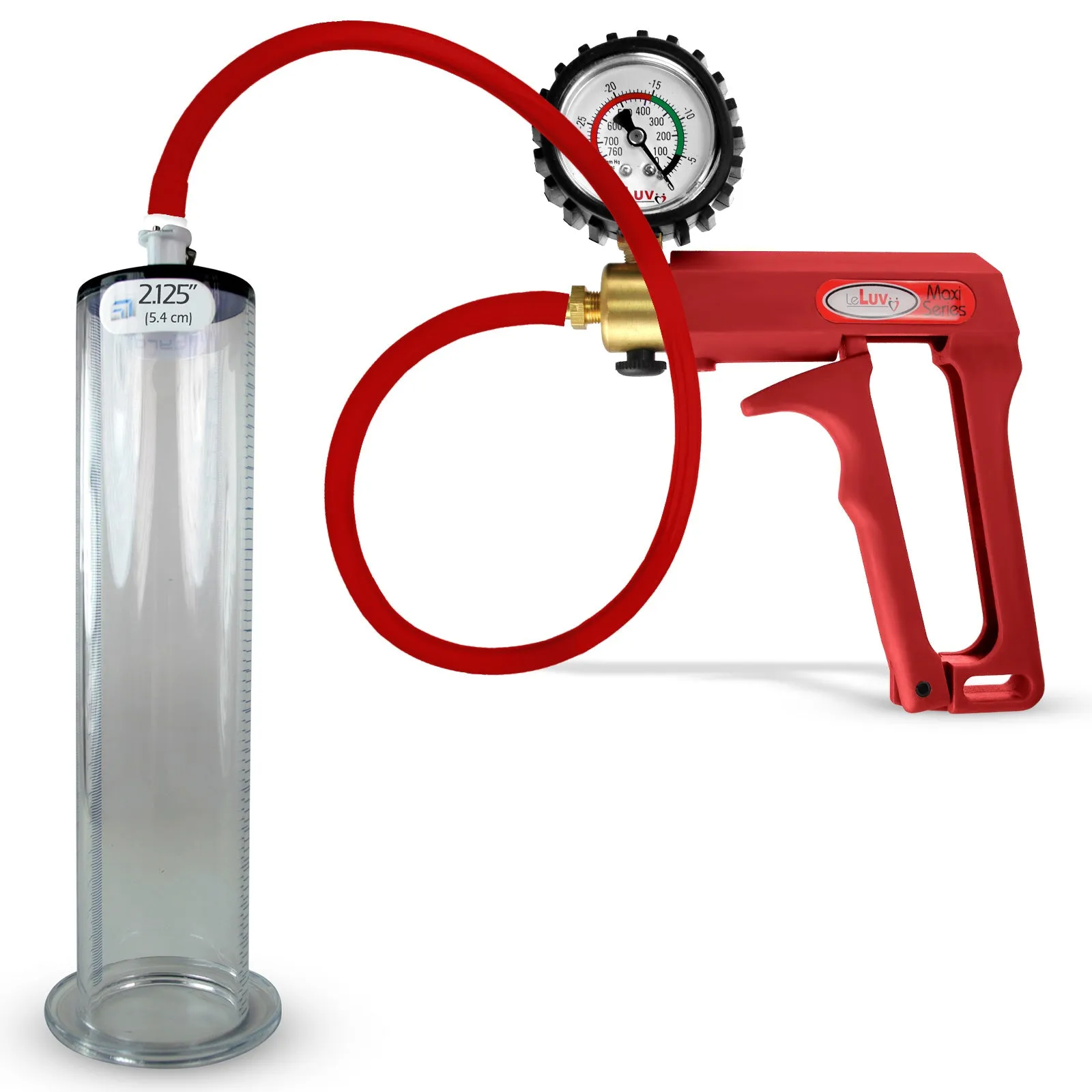 LeLuv Maxi Penis Pump | Silicone Hose Version with Gauge Options | WIDE FLANGE Cylinder