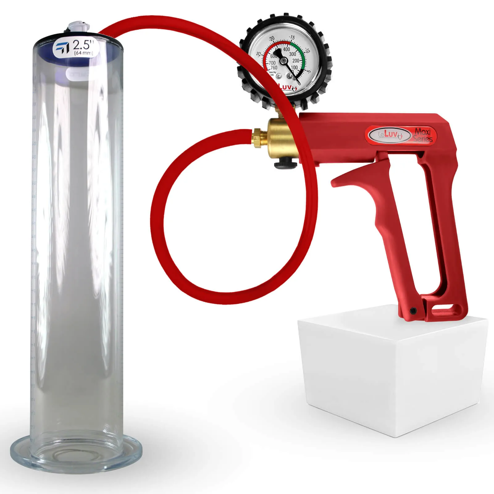 LeLuv Maxi Penis Pump | Silicone Hose Version with Gauge Options | WIDE FLANGE Cylinder