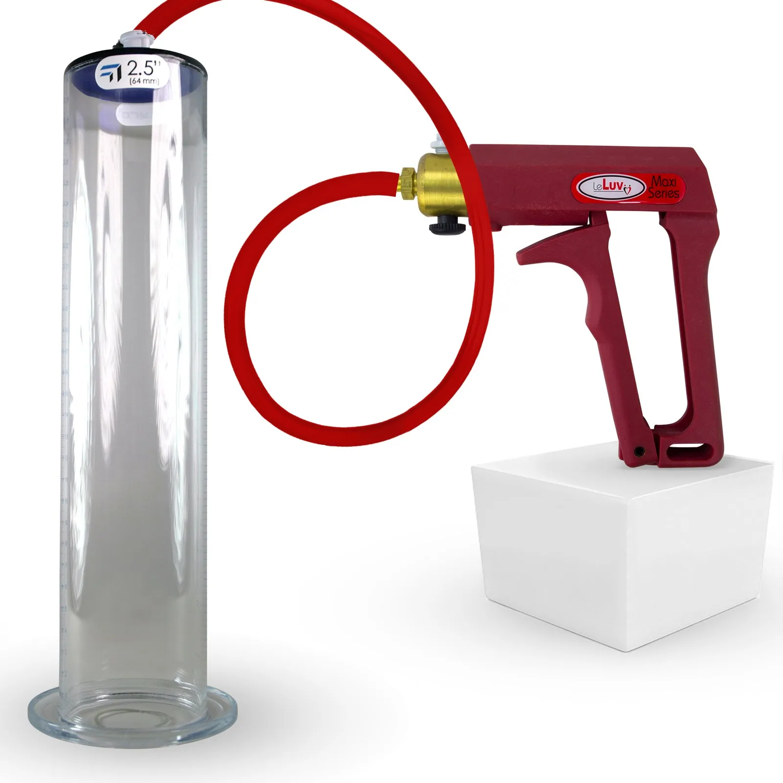 LeLuv Maxi Penis Pump | Silicone Hose Version with Gauge Options | WIDE FLANGE Cylinder