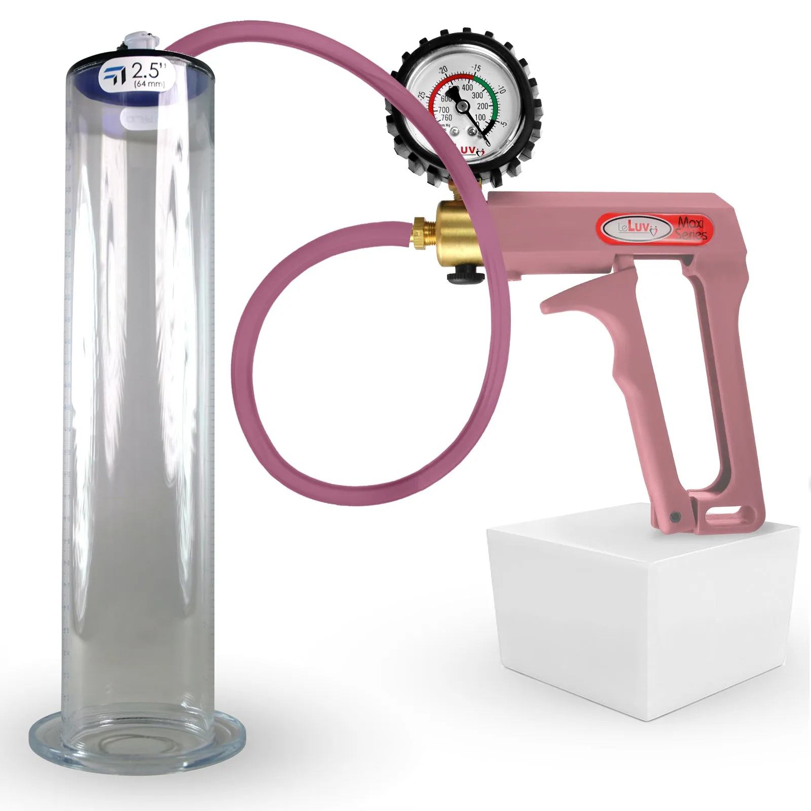 LeLuv Maxi Penis Pump | Silicone Hose Version with Gauge Options | WIDE FLANGE Cylinder