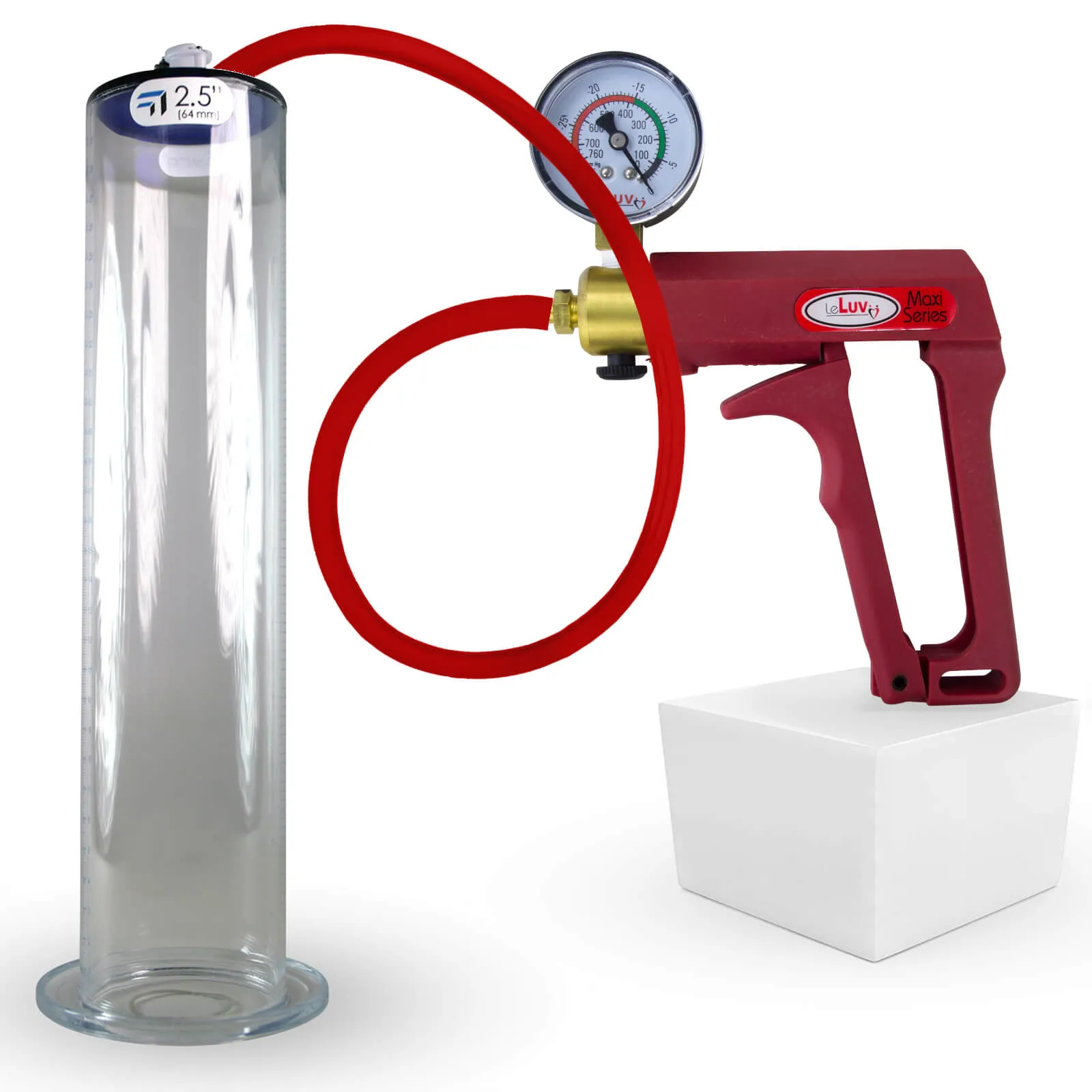 LeLuv Maxi Penis Pump | Silicone Hose Version with Gauge Options | WIDE FLANGE Cylinder