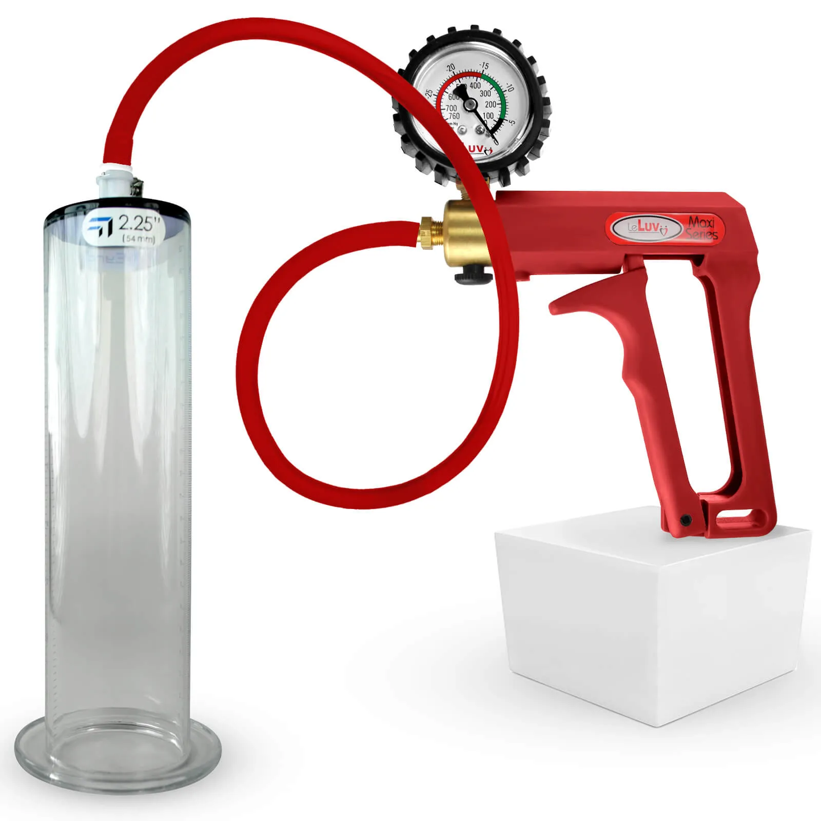 LeLuv Maxi Penis Pump | Silicone Hose Version with Gauge Options | WIDE FLANGE Cylinder