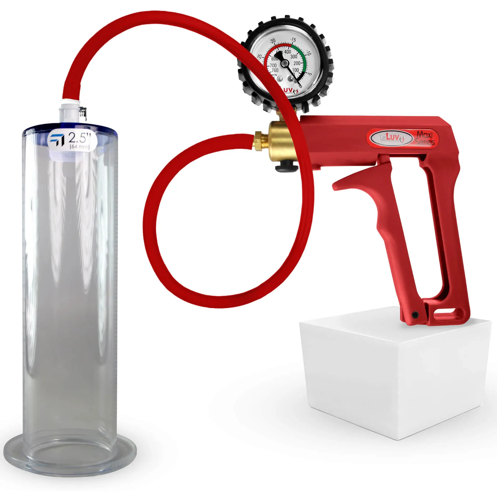 LeLuv Maxi Penis Pump | Silicone Hose Version with Gauge Options | WIDE FLANGE Cylinder