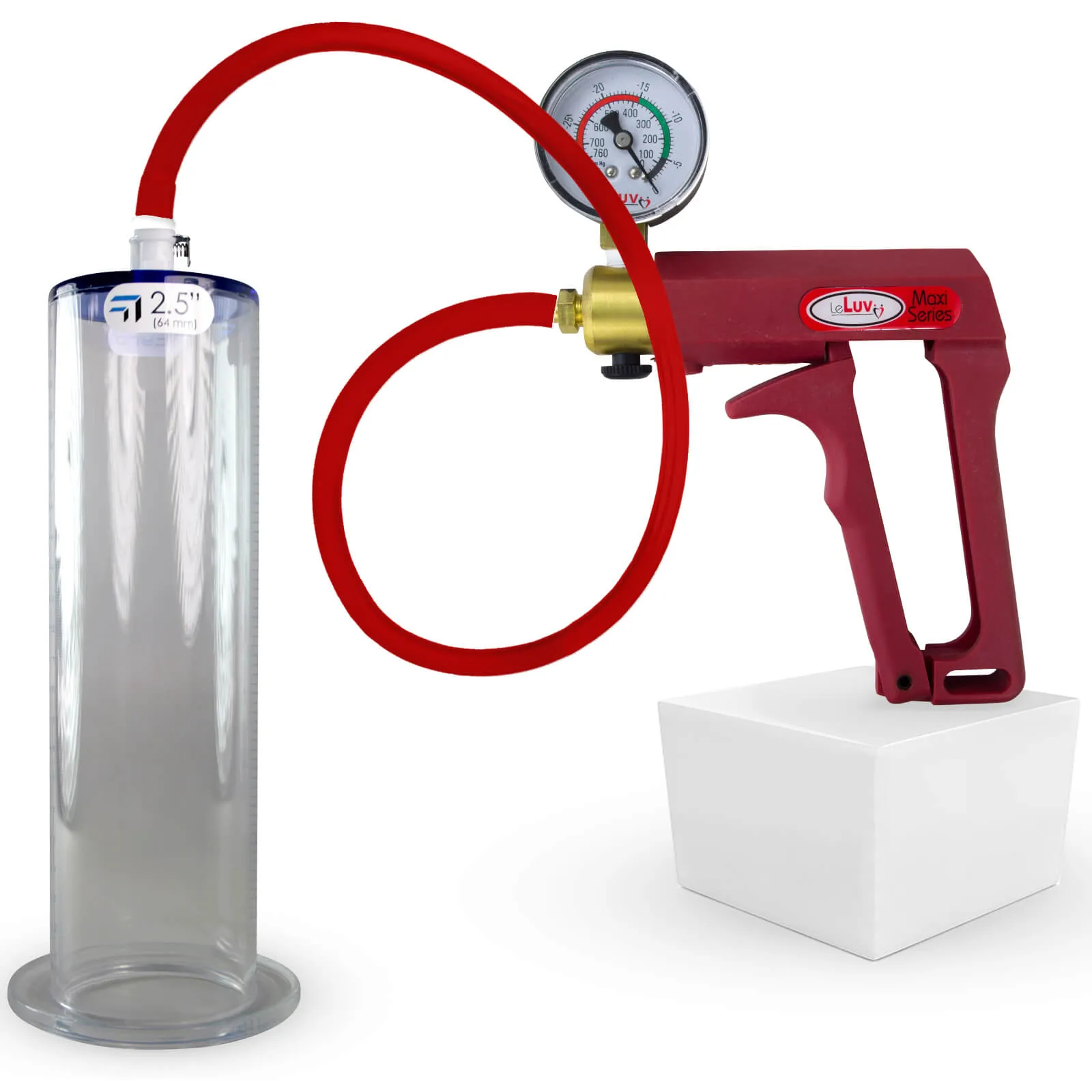 LeLuv Maxi Penis Pump | Silicone Hose Version with Gauge Options | WIDE FLANGE Cylinder