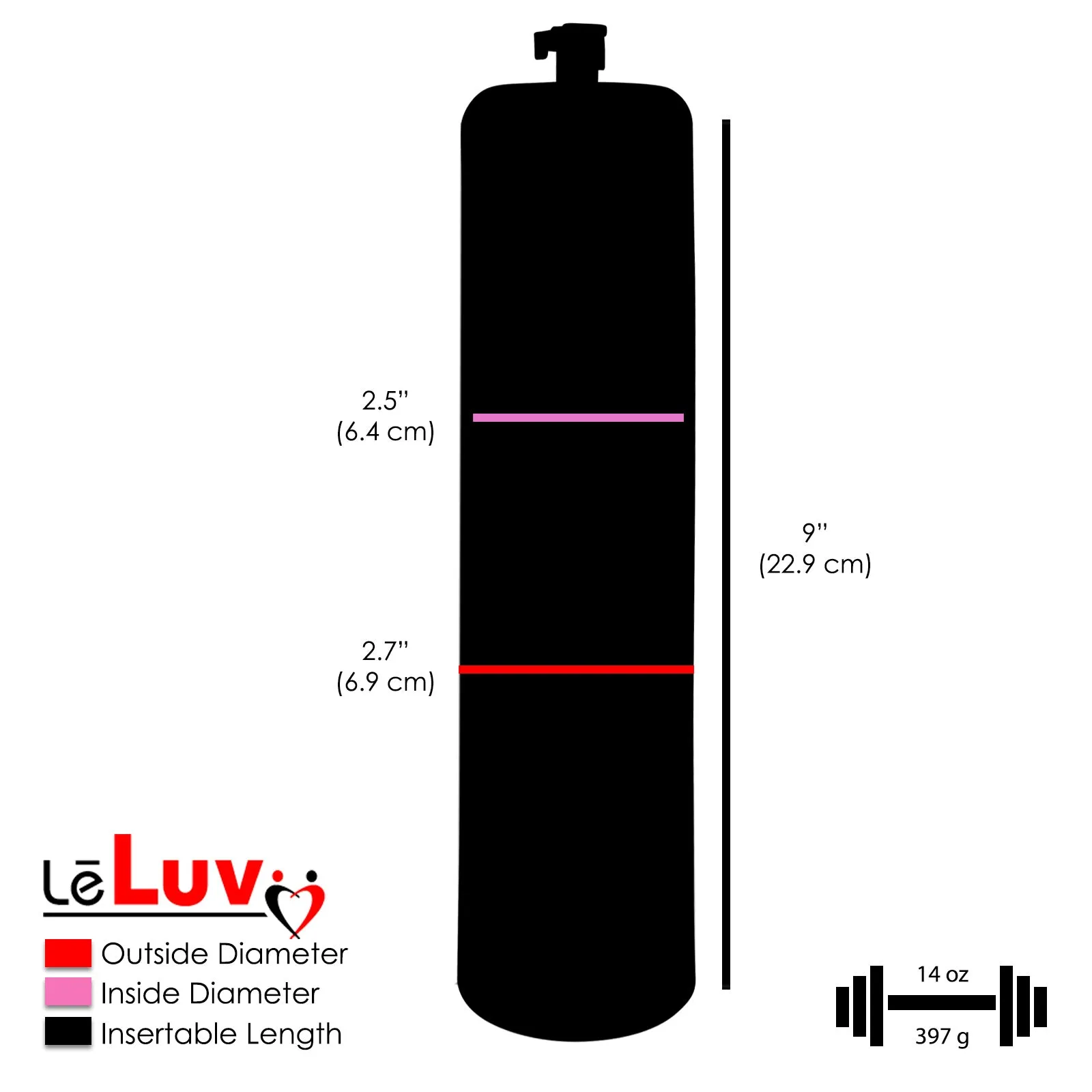 LeLuv Maxi Pink Handle Clear Hose | Penis Pump | 9" Thick Flange Cylinder