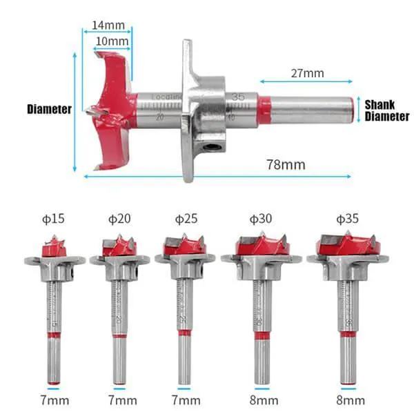 Levoite™ Forstner Drill Bit Set for Cabinet Hinges 5-Piece