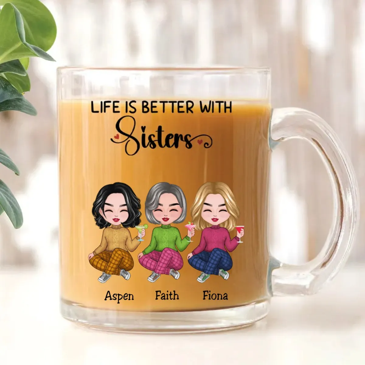 Life Is Better With Sisters - Personalized Glass Mug