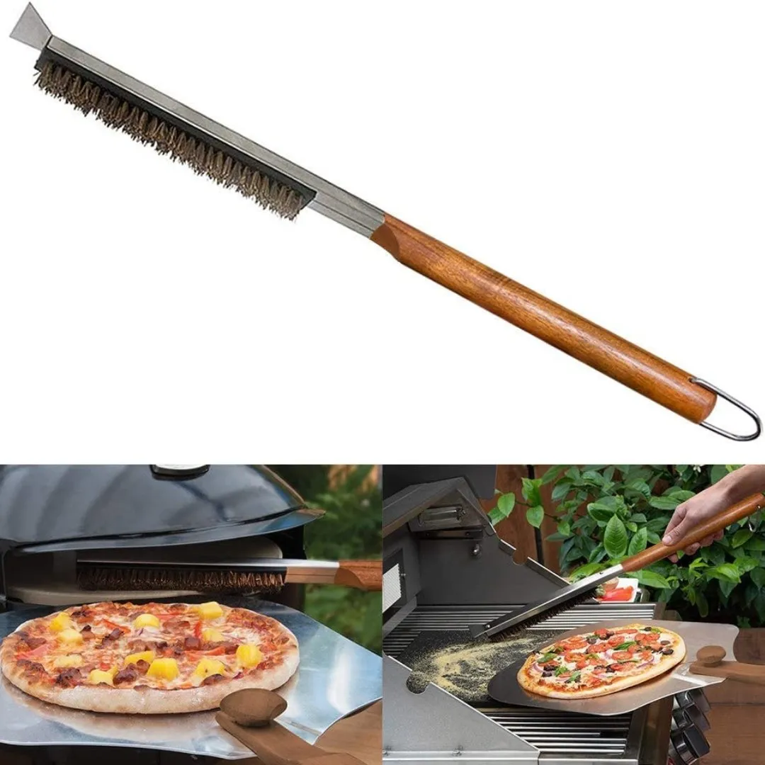 Lifespace 6pc Pizza Bundle Kit - 13" Pizza Stone, Peel, Rocker Slicer, Wheel Cutter, Lifter & Brush