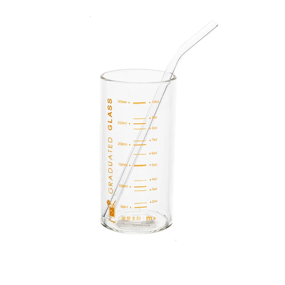 Measuring Cup Glass With Straw