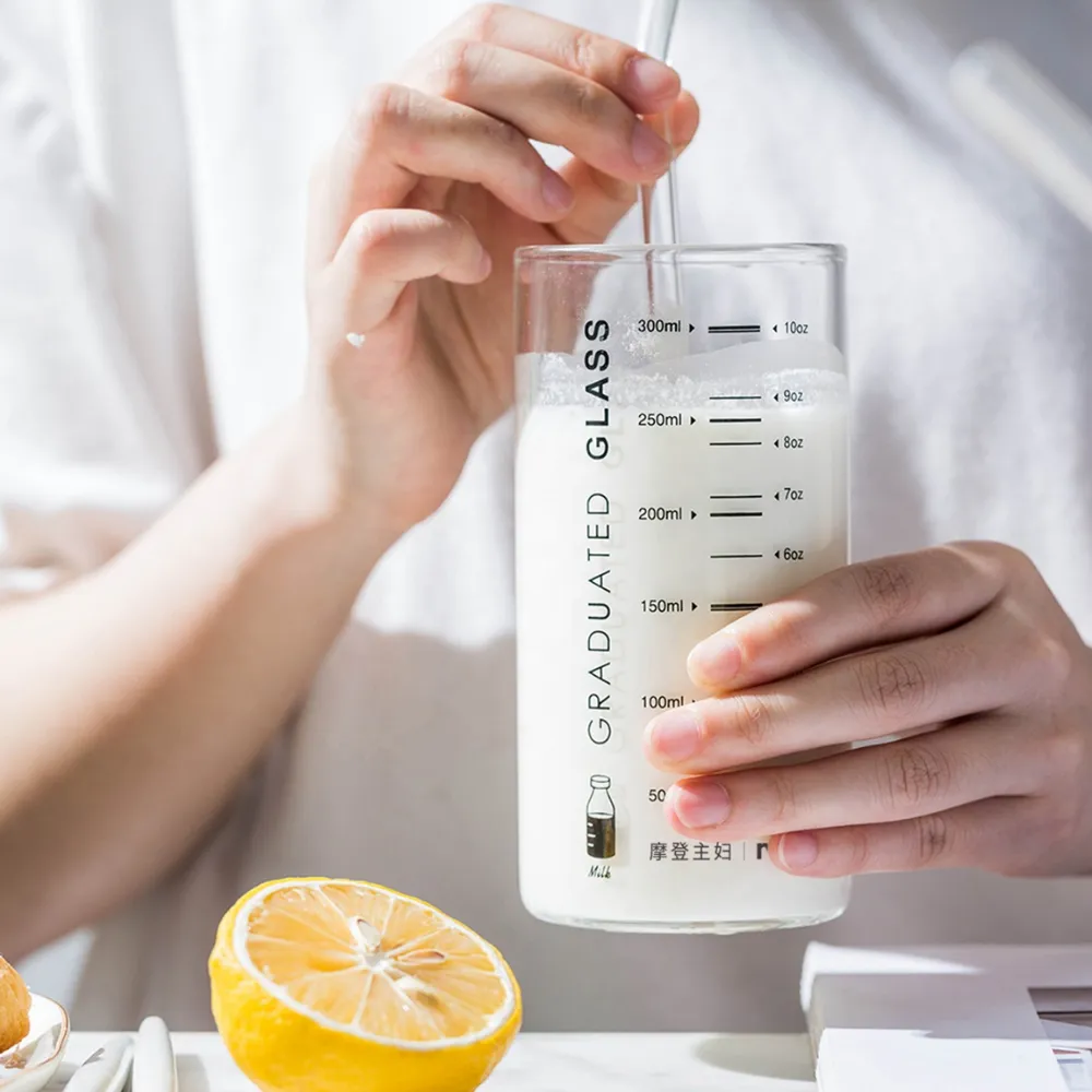 Measuring Cup Glass With Straw