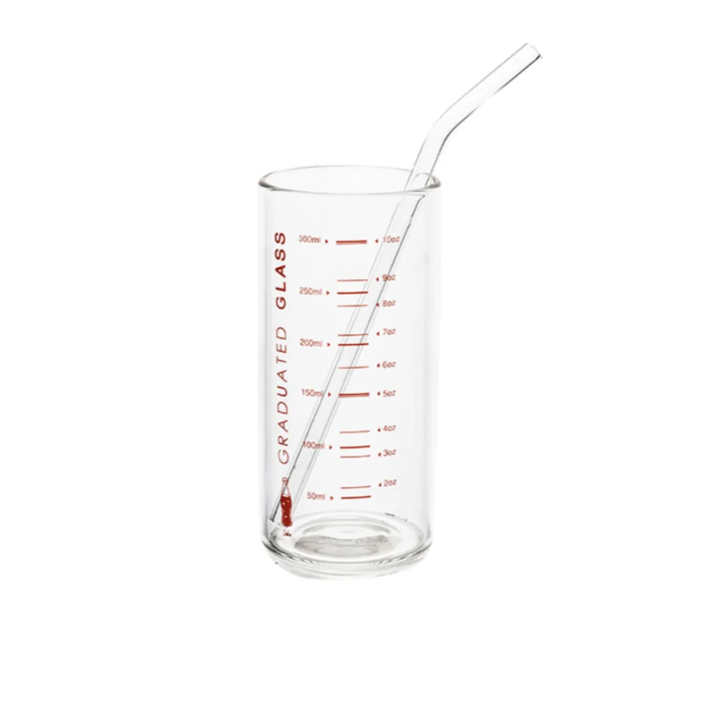 Measuring Cup Glass With Straw