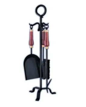 Melton Craft 4 Piece Fire Tool Set with Wooden Handles