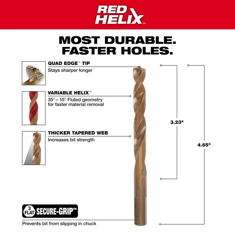 Milwaukee Red Helix 3/8 in. X 5.12 in. L Steel Thunderbolt Drill Bit 3-Flat Shank 1 pc